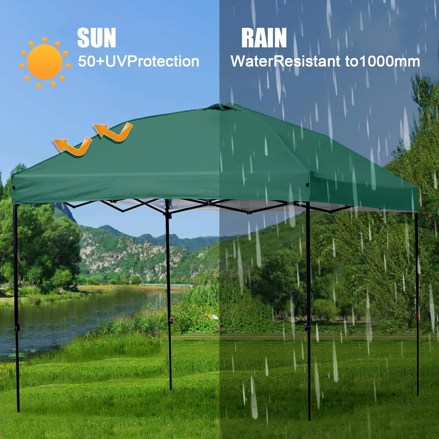 10x10 Canopy Replacement Top - for Straight Leg Canopy Tent, Waterproof, Durable, Tear-Resistant, Ideal for Outdoor Camping, Patio Shade (Top Only) (Dark Green)