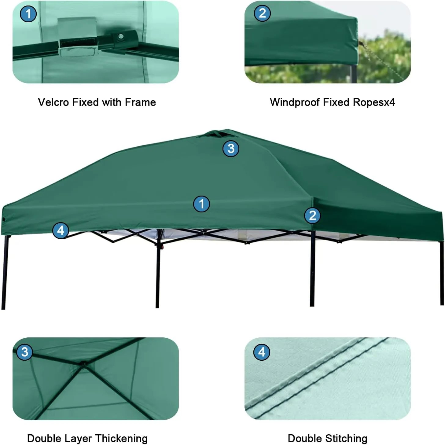 10x10 Canopy Replacement Top - for Straight Leg Canopy Tent, Waterproof, Durable, Tear-Resistant, Ideal for Outdoor Camping, Patio Shade (Top Only) (Dark Green)