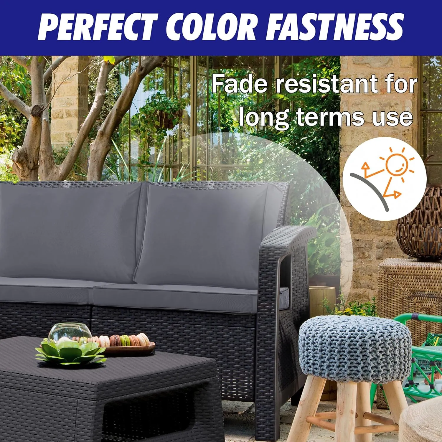14 Pack Patio Cushion Covers Set Outdoor Cushion and Pillow Replacement for 7 Pieces 6 Seater Funiture Conversation Set Sectional Waterproof Patio Cushion Slipcovers Set Dark Grey COVERS ONLY
