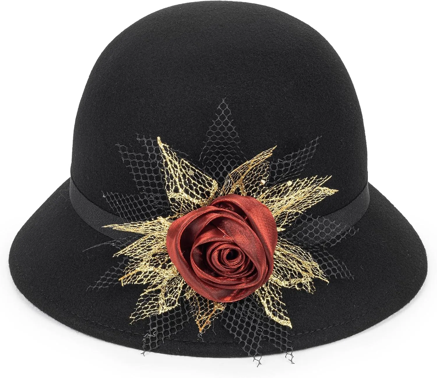 1920s Classic Wool Bowler-Cloche-Hat Upturn-Brim Derby-Theatre Church-Hat for Women and Men