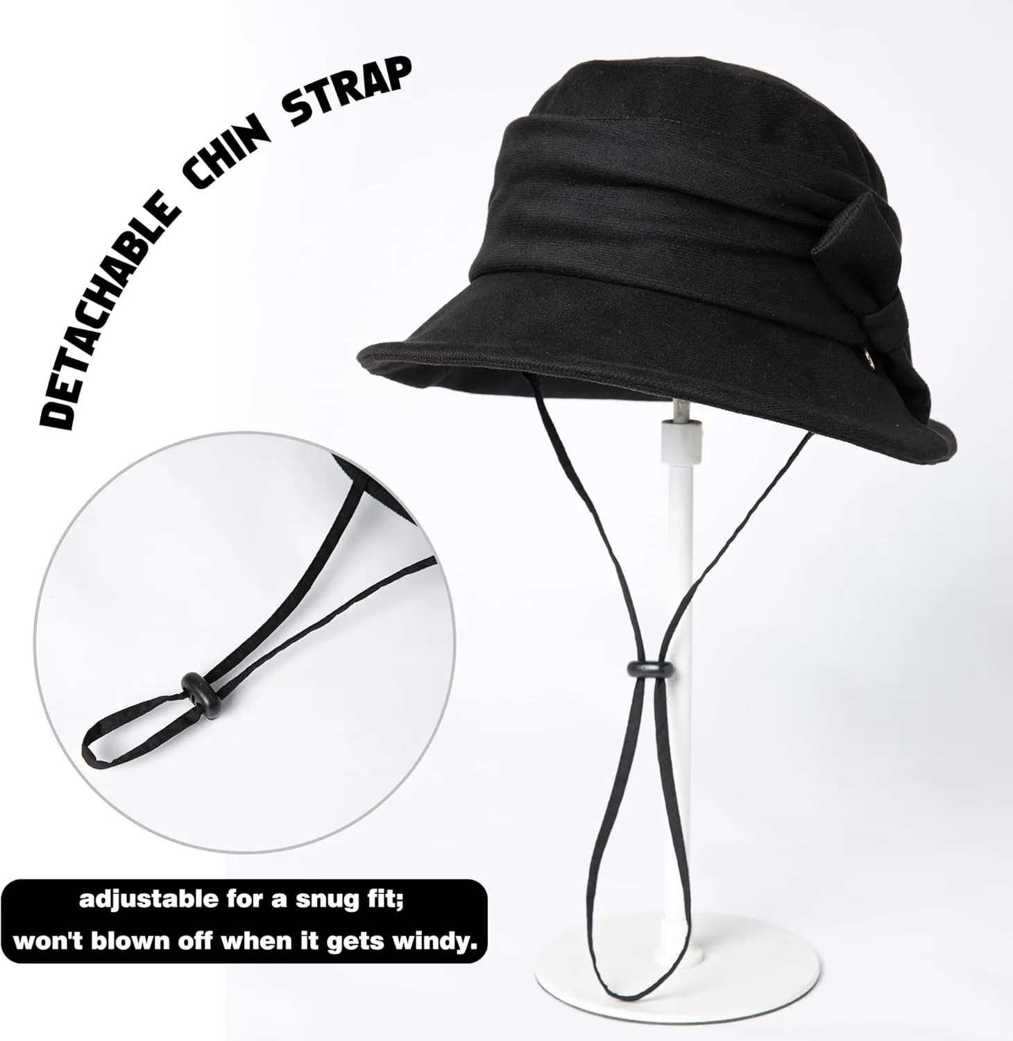 1920S Vintage Cloche Bucket Hat Packable Ladies Church Derby Party Fashion Floopy Winter 55-64CM