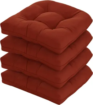 19x19 Outdoor Chair Cushions Set of 4, Wicker Patio Furniture Cushions with Tufted Buttons, Thick Outdoor Seat Cushions for Lawn Chairs, Overstuffed and Water Resistant, Brick Red