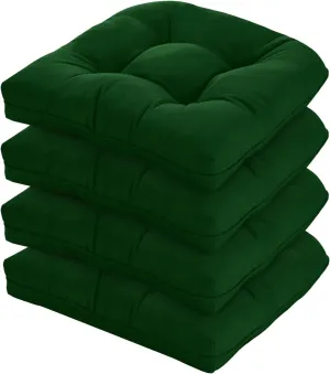 19x19 Outdoor Chair Cushions Set of 4, Wicker Patio Furniture Cushions with Tufted Buttons, Thick Outdoor Seat Cushions for Lawn Chairs, Overstuffed and Water Resistant, Green