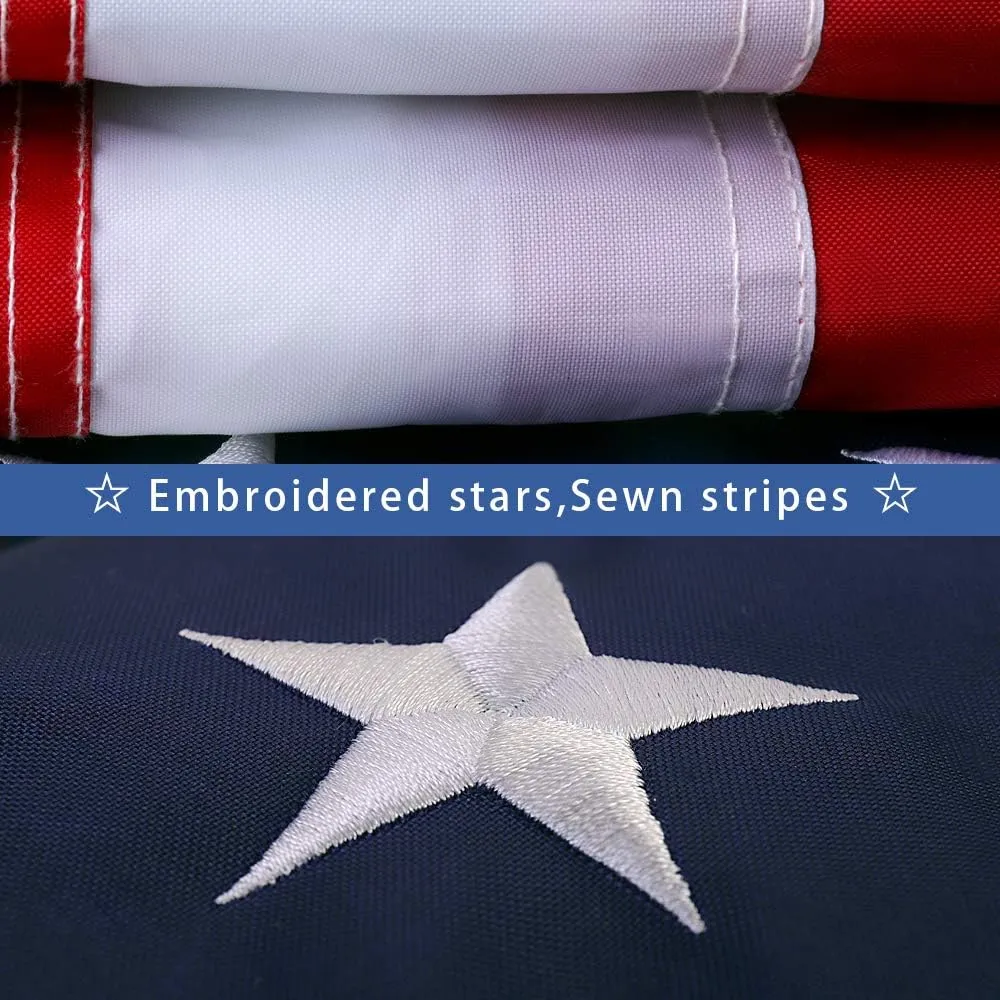2 PACK Freefy American Flag 3x5 ft - Embroidered Stars,Sewn Stripes,Durable,UV Protected,Brass Grommets,Perfect for Indoor/Outdoor Use US USA Flags.Bonus Pack