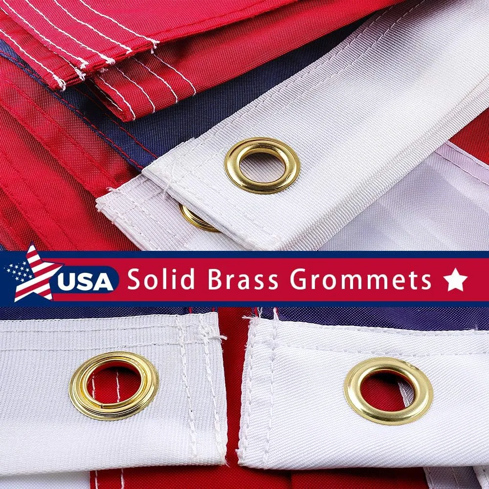 2 PACK Freefy American Flag 3x5 ft - Embroidered Stars,Sewn Stripes,Durable,UV Protected,Brass Grommets,Perfect for Indoor/Outdoor Use US USA Flags.Bonus Pack