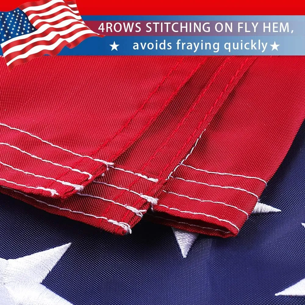 2 PACK Freefy American Flag 3x5 ft - Embroidered Stars,Sewn Stripes,Durable,UV Protected,Brass Grommets,Perfect for Indoor/Outdoor Use US USA Flags.Bonus Pack