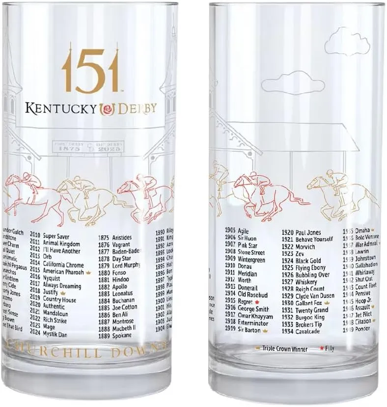 2025 Official Mint Julep Glass (12oz) for the 151th Running of the at Churchill Downs - 4 Piece