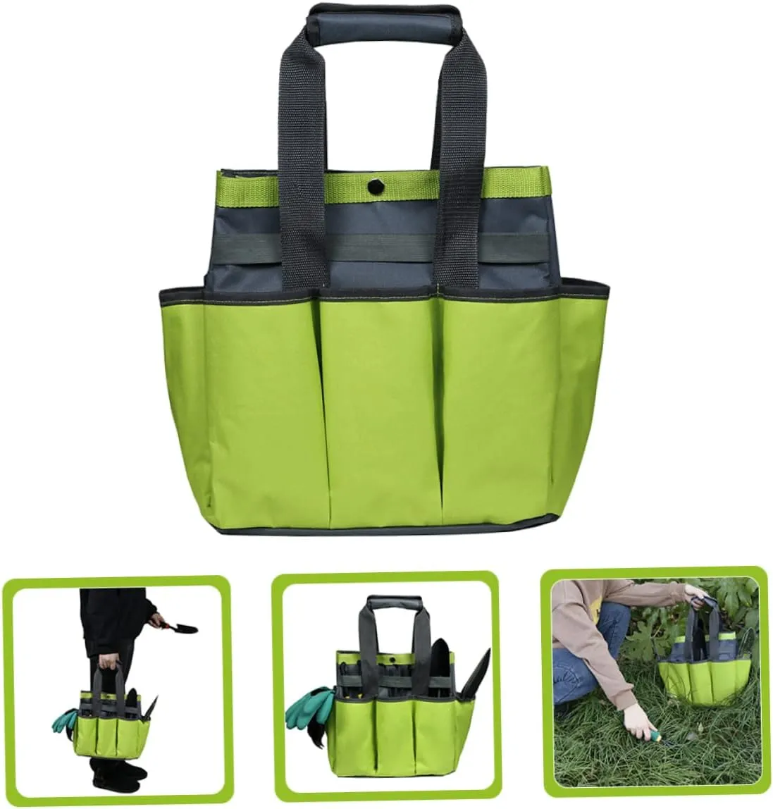 2pcs Garden Tool Bag Oxford Cloth Heavy-duty 8 Pockets for Men Women Durable Tote Bag for Gardening