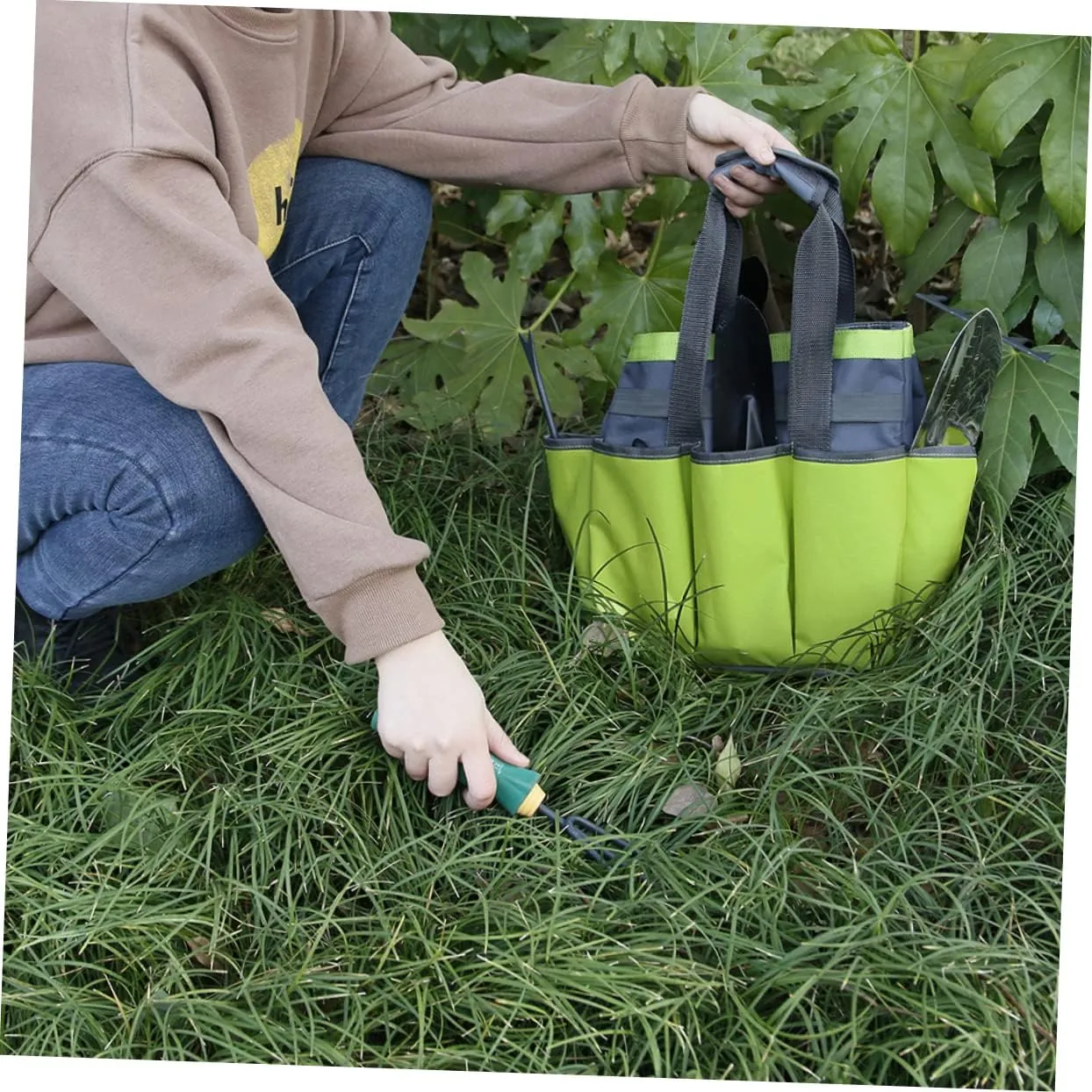 2pcs Garden Tool Bag Oxford Cloth Heavy-duty 8 Pockets for Men Women Durable Tote Bag for Gardening