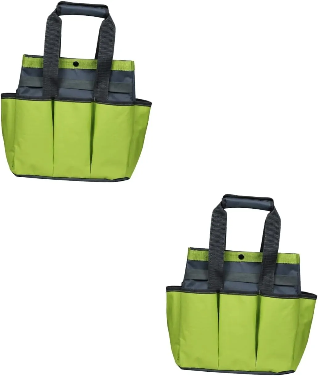 2pcs Garden Tool Bag Oxford Cloth Heavy-duty 8 Pockets for Men Women Durable Tote Bag for Gardening