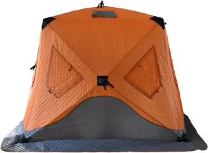 3-4 Person Portable Ice Tent, Ice Fishing Shelter Thicken Cotton Fishing Tent, with 2 Doors and 4 Windows Winter Fishing Tent, Zippered Door & Carry Bag for Outdoor Camping