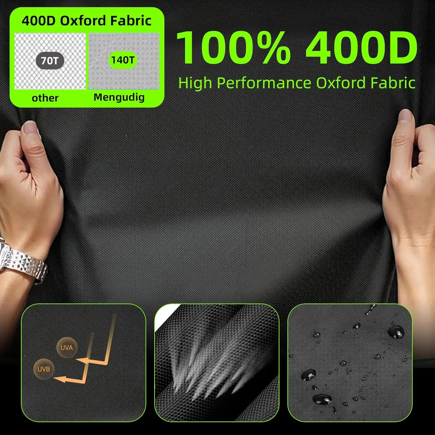 4 Passenger Golf Cart Cover Fits EZGO, Club Car, Yamaha,Waterproof, Windproof Sunproof, Outdoor All-weather Polyester Full Cover with 4 Reflective Strips (Black, Fit for 2 2/4 Passenger Cart)