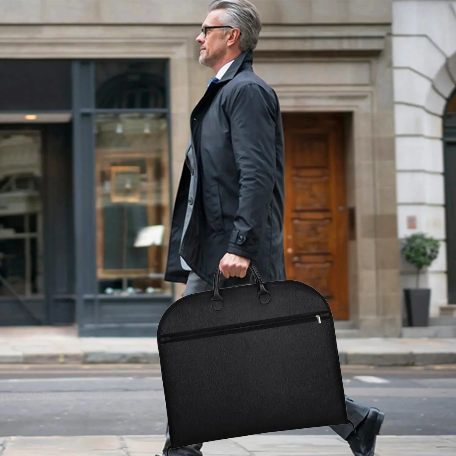 43" Suit Bags for Men Travel, Travel Garment Bag Carry on, Durable Thick Oxford Fabric Suit Carrier with 5 Zipper Pockets and 2 Carry Handles mens garment bag for suits