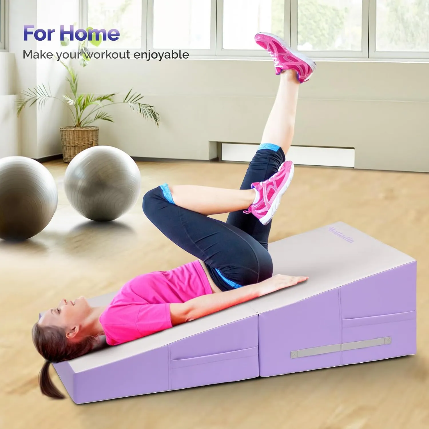 48"x24"x14" Tumbling Mat - Folding Gymnastics Cheese Wedge Mat for Kids, Girls Home Training