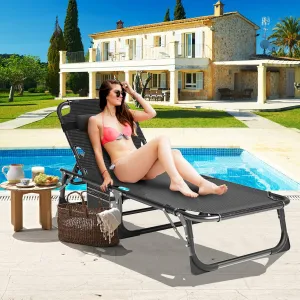 ABORON 3-in-1 Patio Lounge Chair, Folding Heavy Duty Chaise with 500LB Load Capacity, Adjustable Portable Chair for Home, Garden, Beach, Office, Camping & Relaxation