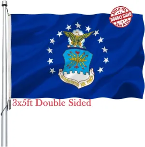 Air Force Flag Double Sided 3x5 Outdoor- Heavy Duty US Air Force Military USA Flags -United State AirForce Flags Banner with 2 Brass Grommets 4 Rows Stitched