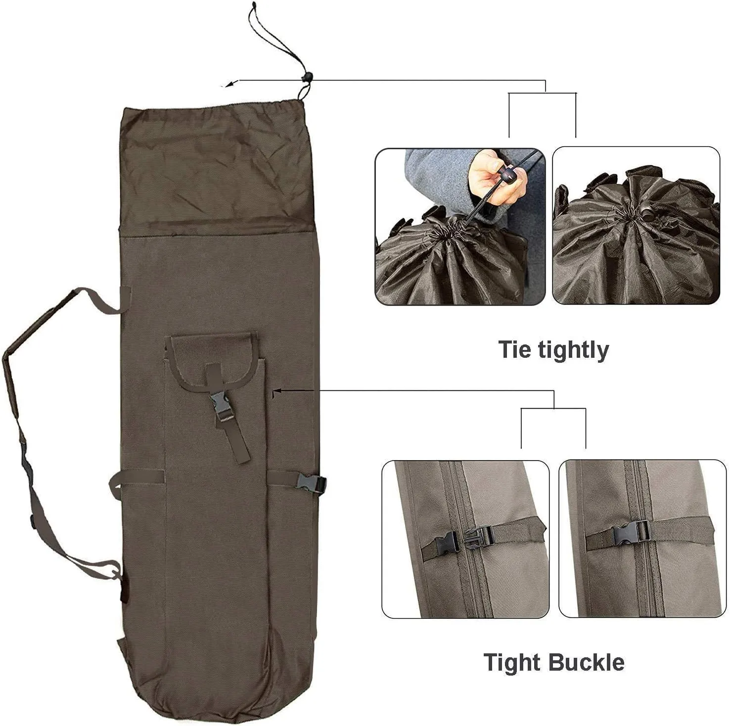 Allnice Durable Canvas Fishing Rod & Reel Organizer Bag Travel Carry Case Bag- Holds 5 Poles & Tackle