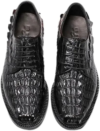 Authentic Crocodile Skin Classic Black Men's Lace-up Derby Oxfords Genuine Alligator Leather Male Business Casual Dress Shoes