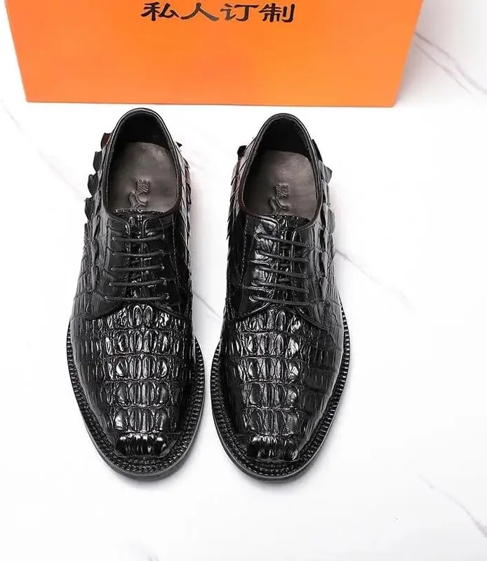 Authentic Crocodile Skin Classic Black Men's Lace-up Derby Oxfords Genuine Alligator Leather Male Business Casual Dress Shoes