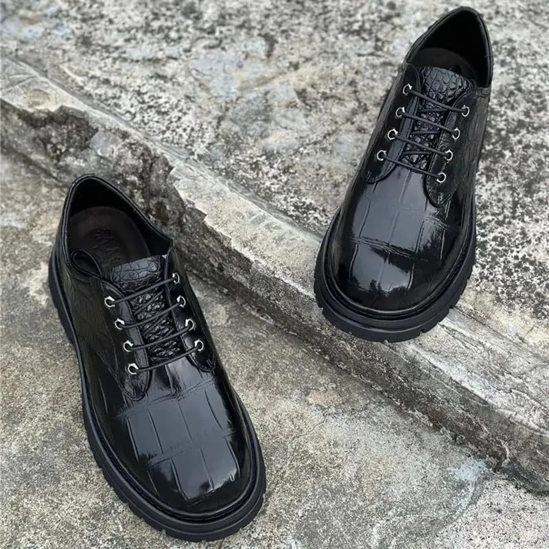 Authentic Exotic Crocodile Belly Skin Men Lace-up Derby Shoes Genuine Real Alligator Leather Male Casual Black Round Toe Oxfords