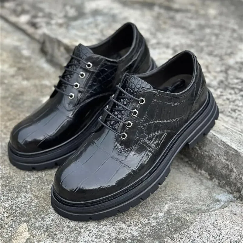 Authentic Exotic Crocodile Belly Skin Men Lace-up Derby Shoes Genuine Real Alligator Leather Male Casual Black Round Toe Oxfords
