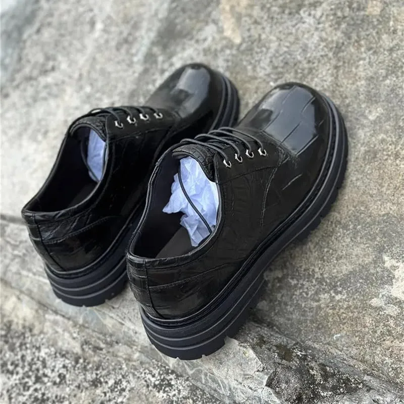 Authentic Exotic Crocodile Belly Skin Men Lace-up Derby Shoes Genuine Real Alligator Leather Male Casual Black Round Toe Oxfords