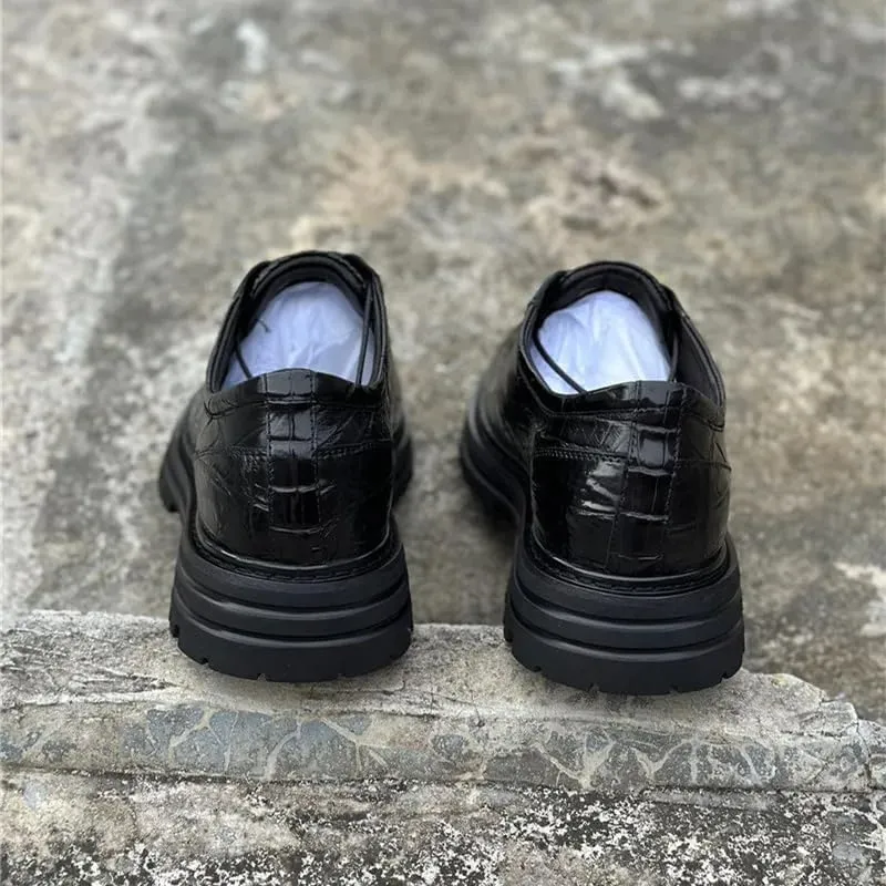 Authentic Exotic Crocodile Belly Skin Men Lace-up Derby Shoes Genuine Real Alligator Leather Male Casual Black Round Toe Oxfords