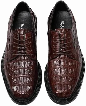Authentic Exotic Crocodile Skin Men's Casual Brown Dress Shoes Genuine Alligator Leather Male Lace-up Rround Toe Derby Shoes