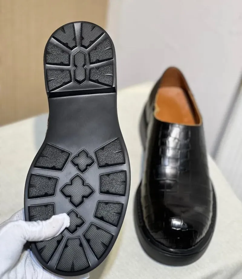 Authentic Real Crocodile Skin Fashion Big Round Toe Men's Dress Shoes Genuine Alligator Leather Male Slip-on Low Cut Derby Shoes