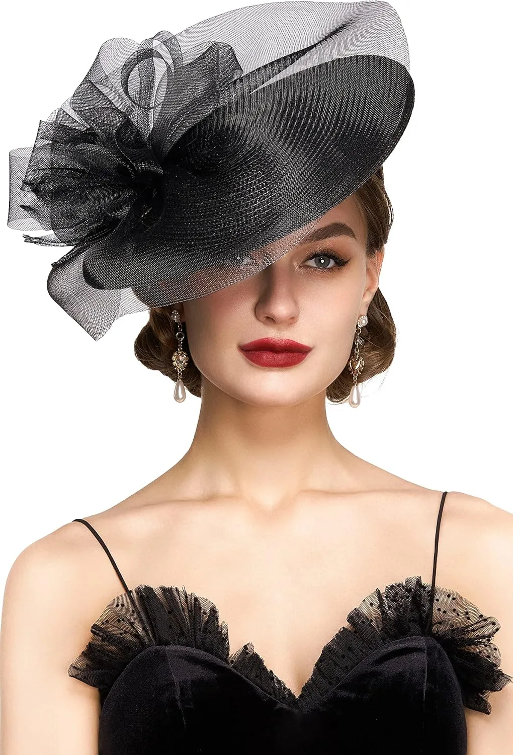 BABEYOND Derby Hats for Women - Fascinators Tea Party Hats Headband Fascinator Wedding Cocktail Organza Flower