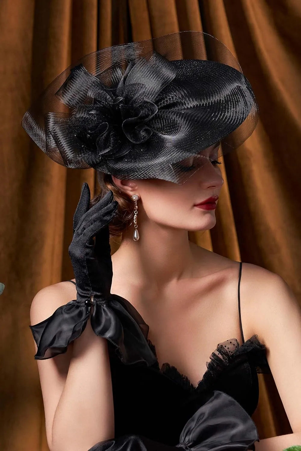 BABEYOND Derby Hats for Women - Fascinators Tea Party Hats Headband Fascinator Wedding Cocktail Organza Flower
