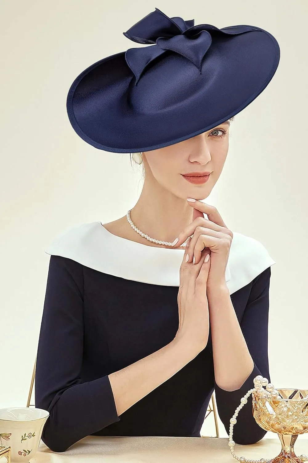 BABEYOND Derby Hats for Women - Fascinators Tea Party Hats Headband Wide Brim Fascinator for Wedding Cocktail