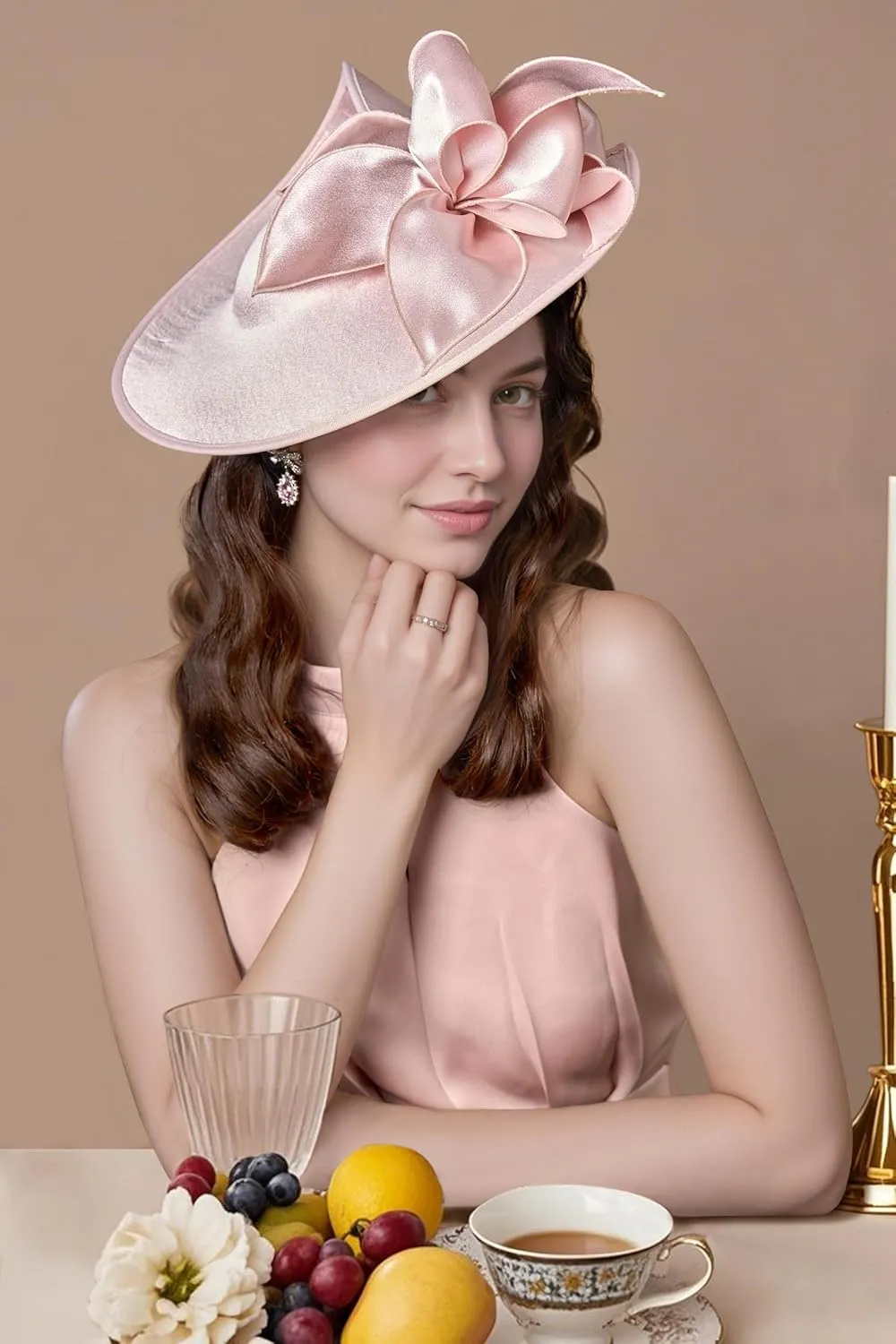 BABEYOND Derby Hats for Women - Fascinators Tea Party Hats Headband Wide Brim Fascinator for Wedding Cocktail