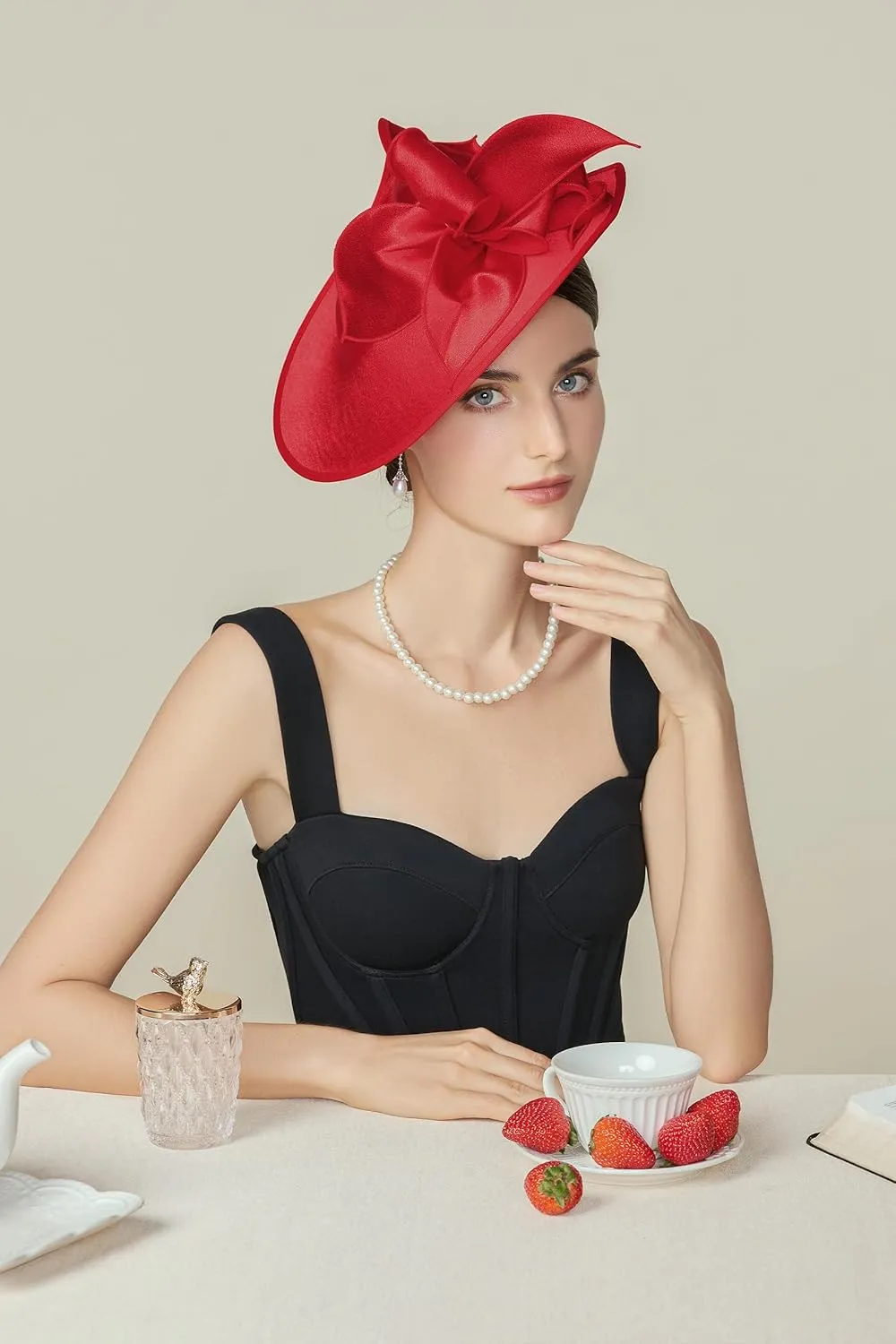 BABEYOND Derby Hats for Women - Fascinators Tea Party Hats Headband Wide Brim Fascinator for Wedding Cocktail