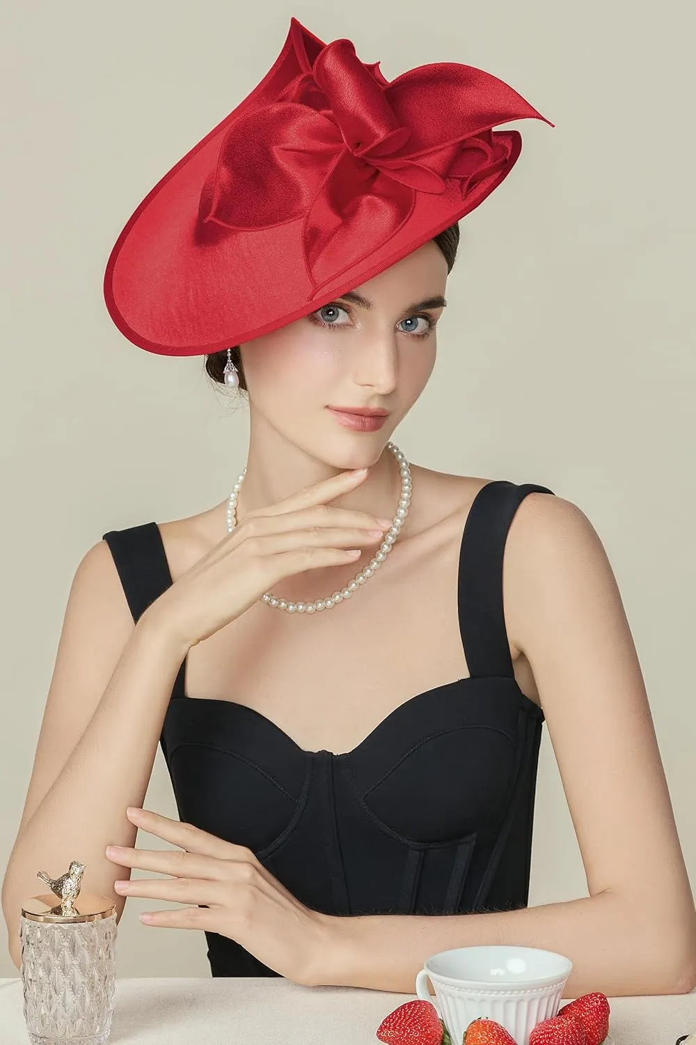 BABEYOND Derby Hats for Women - Fascinators Tea Party Hats Headband Wide Brim Fascinator for Wedding Cocktail