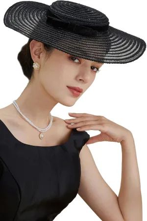 BABEYOND Wide Brim Tea Party Fascinator Kentucky Hat Derby Fascinator Wedding Hat for Cocktail