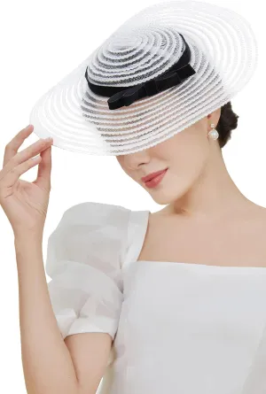 BABEYOND Wide Brim Tea Party Fascinator Kentucky Hat Derby Fascinator Wedding Hat for Cocktail