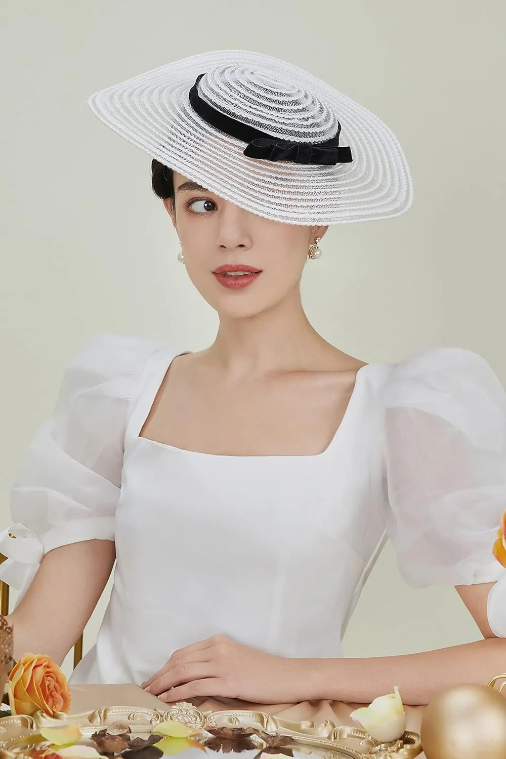 BABEYOND Wide Brim Tea Party Fascinator Kentucky Hat Derby Fascinator Wedding Hat for Cocktail