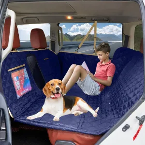 Back Seat Extender for Dogs Holds 420 lbs, Hard Bottom Car Seat Cover, Waterproof Hammock with Mesh Window, Heavy Duty Travel Bed for Large Pets, Rear Seat Protector for Car SUV Truck