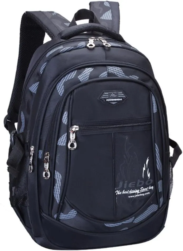 Backpack Boys Elementary School Bookbag Durable Heavy Duty Student Teenage Sturdy Kids Travel Waterproof Big (Black) Large