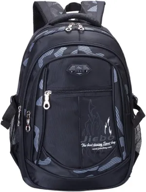 Backpack Boys Elementary School Bookbag Durable Heavy Duty Student Teenage Sturdy Kids Travel Waterproof Big (Black) Large