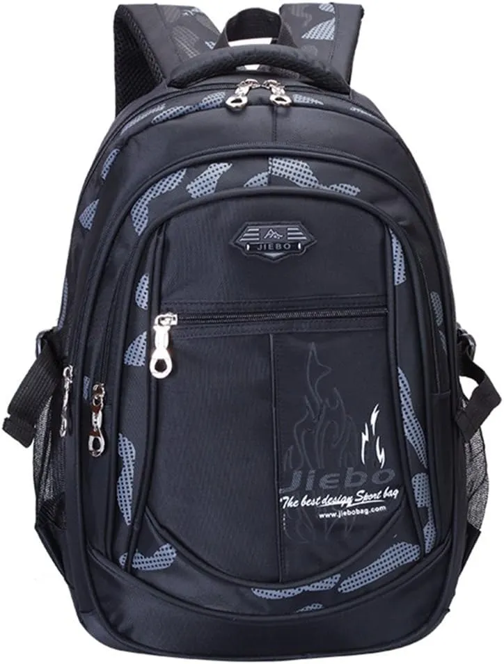 Backpack Boys Elementary School Bookbag Durable Heavy Duty Student Teenage Sturdy Kids Travel Waterproof Big (Black) Large