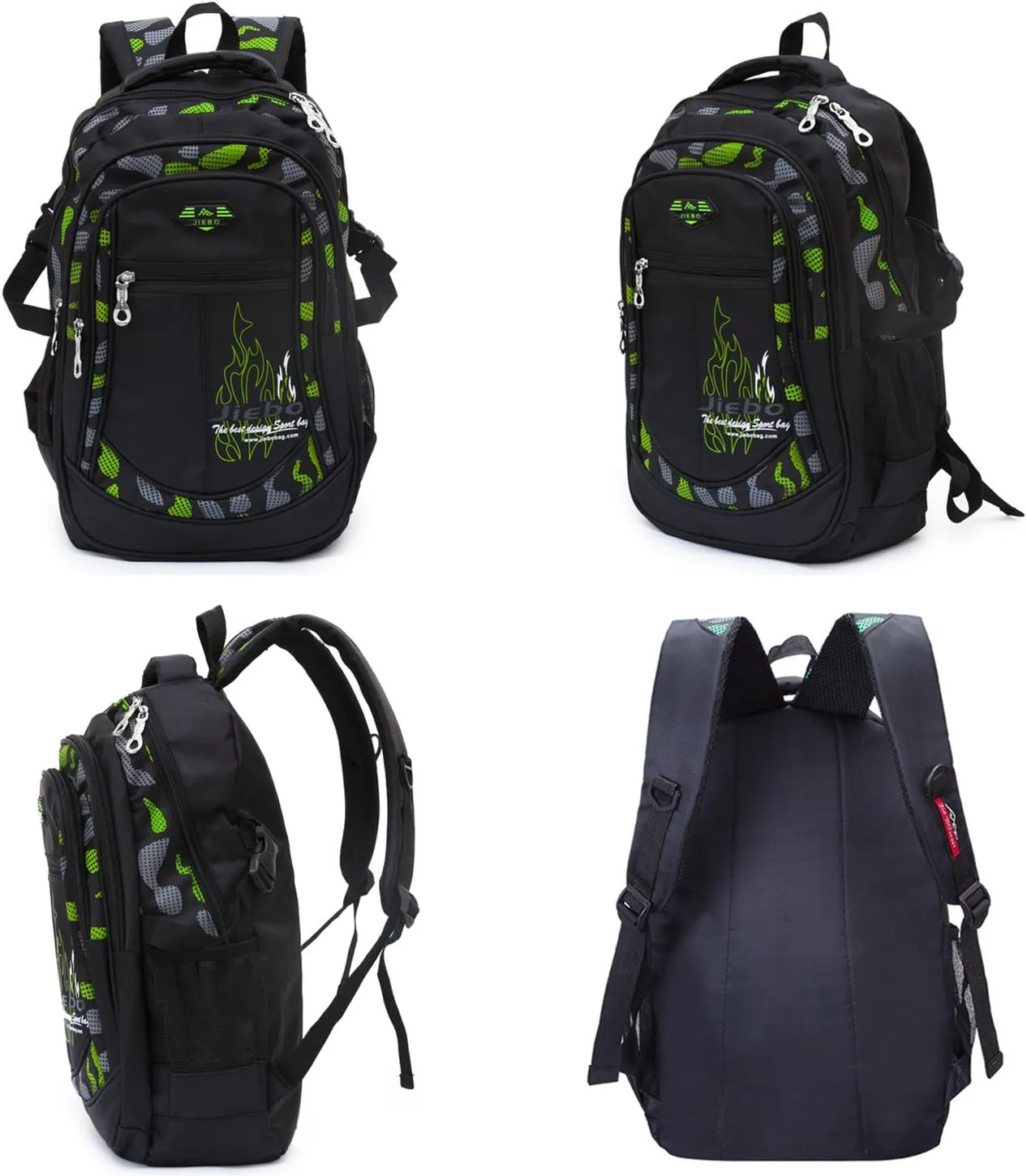 Backpack Boys Elementary School Bookbag Durable Heavy Duty Student Teenage Sturdy Kids Travel Waterproof Big (Green) Large
