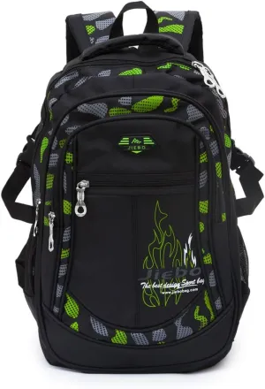 Backpack Boys Elementary School Bookbag Durable Heavy Duty Student Teenage Sturdy Kids Travel Waterproof Big (Green) Large