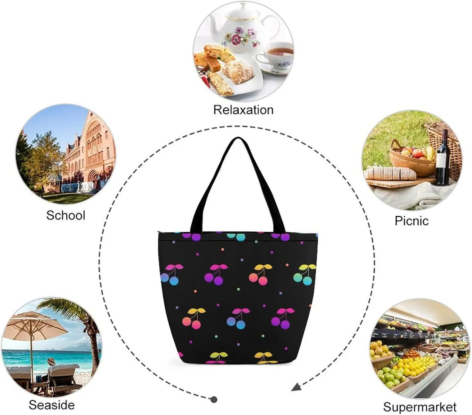 Bats Starrys Skys Pattern Hobo Handbags With Zipper Women's Tote Handbags
