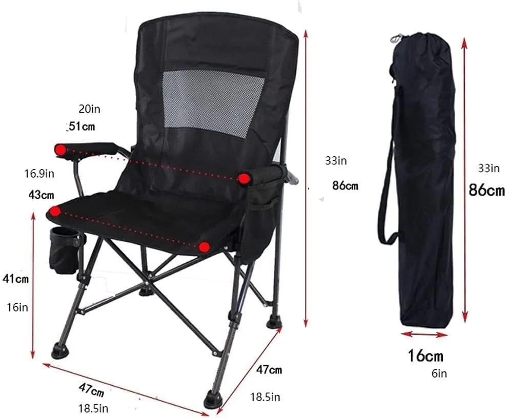 Beach Chair Folding Camping with Armrest, Cup Holder, Mesh Side Pockets, Supports 308 Pounds, Green(Green)