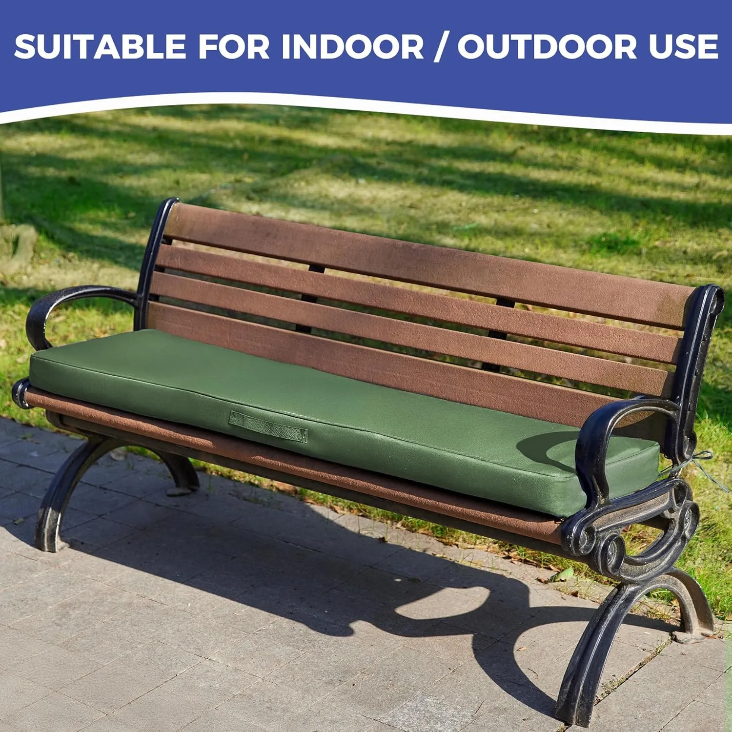 Bench Cushions for Outdoor Furniture, 42x18x3 Inch, Waterproof＆Fade Resistant Outdoor Bench Cushion, Pation Bench Cushion, Patio Furniture Cushion, Outdoor Chair Cushions, Forest Green