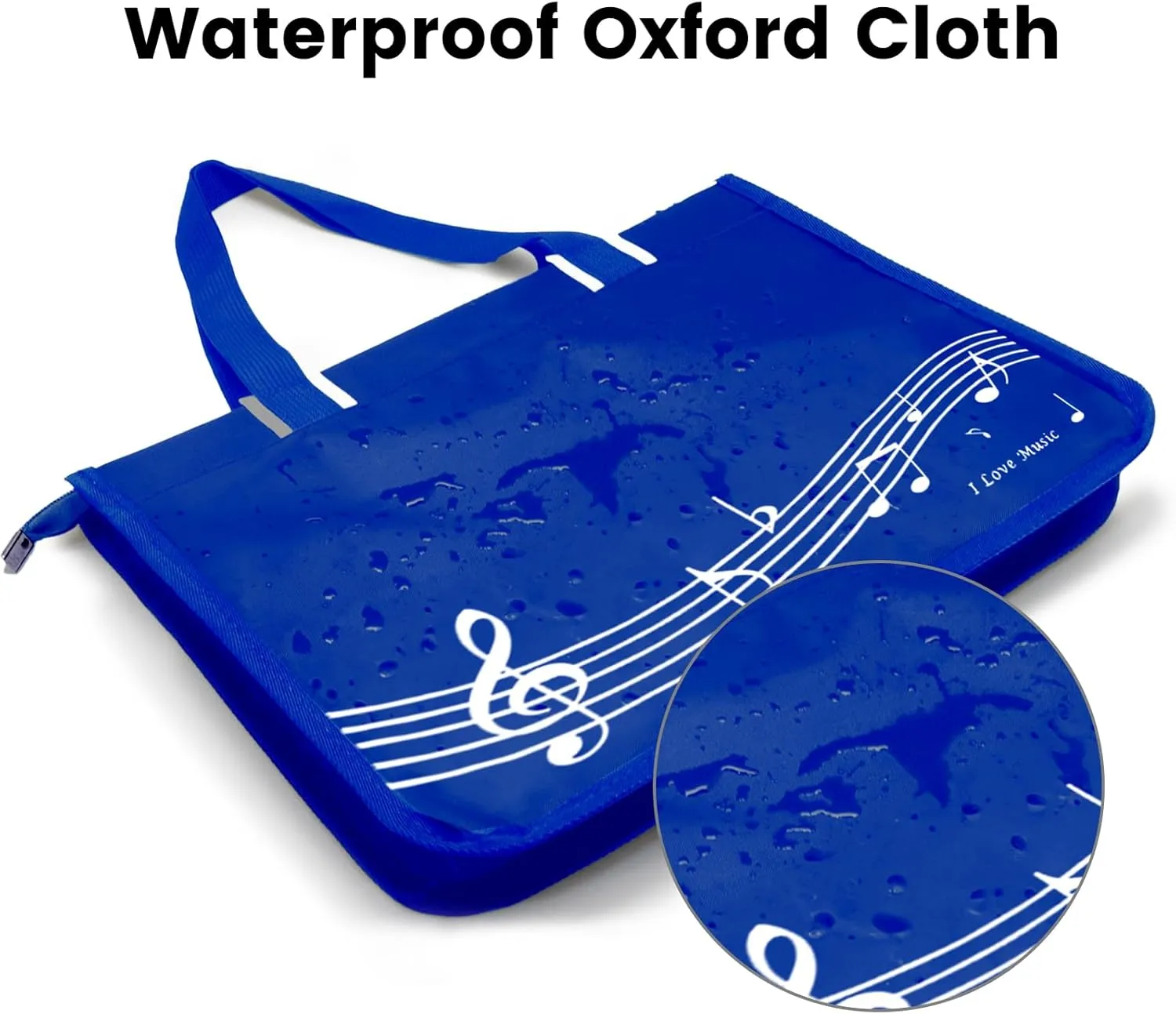 BestSounds Piano Bag, Zipper Waterproof Music Book Tote Bag Piano Accessories for Students Kids, Women, Gifts for Musicians (Dark Blue Music)