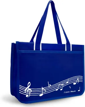 BestSounds Piano Bag, Zipper Waterproof Music Book Tote Bag Piano Accessories for Students Kids, Women, Gifts for Musicians (Dark Blue Music)
