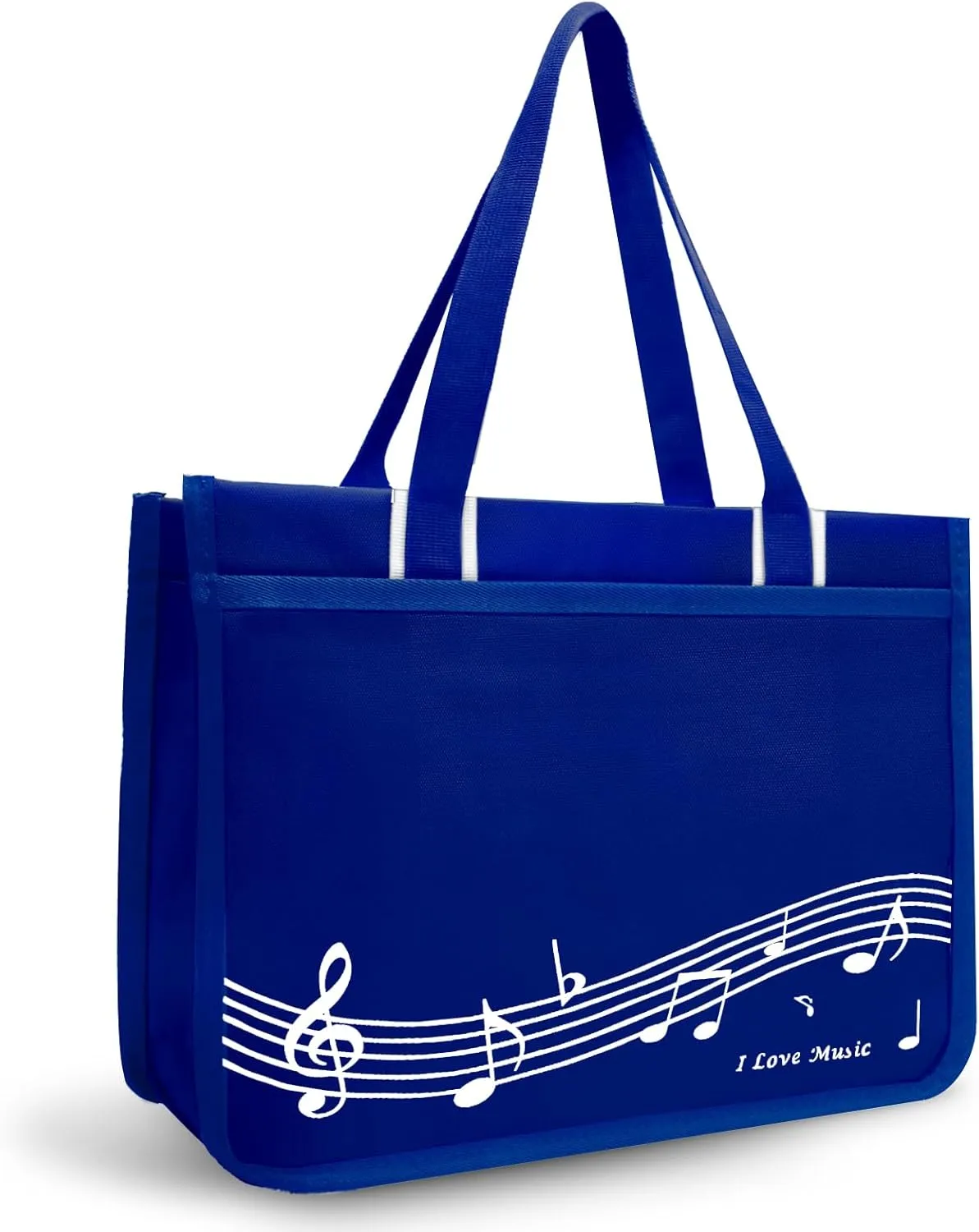 BestSounds Piano Bag, Zipper Waterproof Music Book Tote Bag Piano Accessories for Students Kids, Women, Gifts for Musicians (Dark Blue Music)